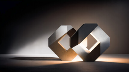 Abstract Interlocking Forms with Strong Shadows and Dramatic Lighting