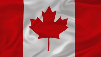 Waving national flag of Canada with red maple leaf for Canada Day celebration