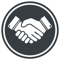 Fototapeta premium Handshake icon in a dark circle. Business concept of agreement and partnership.