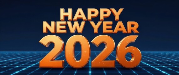 New year 2026 celebration with technology background futuristic graphics virtual environment exciting viewpoint