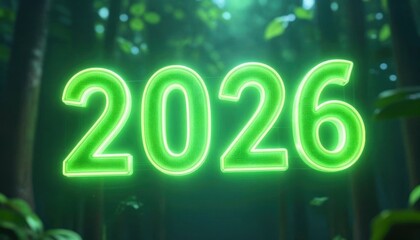 Technological innovations in the background for new year 2026 celebration forest setting digital art concept