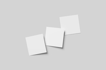 Blank Square Business Card Mockup - 3D