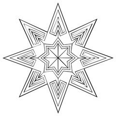 Intricate Geometric Eight Pointed Star Mandala Line Art Design