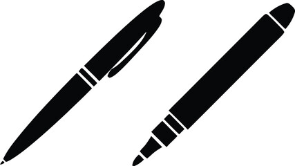 Pen Icon set, classic hand writing tool, pen logo silhouette,  © Vιɾҽx