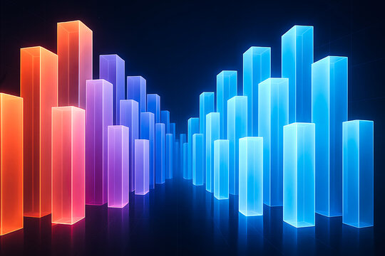 Abstract glowing bar chart representing data and technology - Powered by Adobe