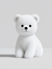 Illustration bear character toy with winter knit outfit featuring soft plush texture, minimalist style, and cozy warm mood
