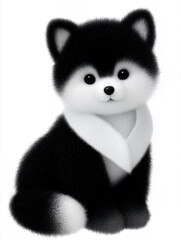 Illustration dog character portrait with gentle sitting pose featuring soft plush texture, minimalist style, and calm serene mood