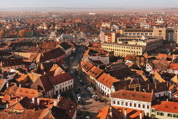 Aerial View of Sibiu Medieval City in Transylvania