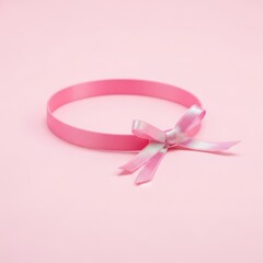 Pink ribbon headband with bow