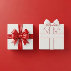 Two gift boxes with red bows