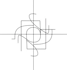 Minimal line abstract composition, black on white