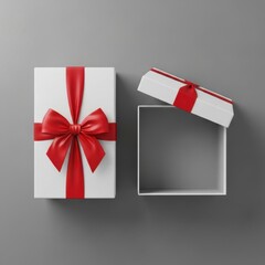 White gift box with red bow