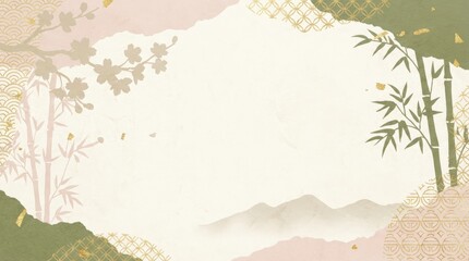 Tranquil nature scene featuring bamboo and cherry blossoms serene landscape asian-inspired art peaceful environment artistic composition relaxation concept for mindfulness
