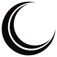 Black Crescent Moon Symbol With Double Lines