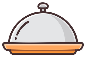 Obraz premium Illustration of a dome-shaped serving dish used in restaurants or banquet halls