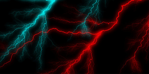 Fototapeta premium A striking image of red lightning against a dark background, showcasing natural energy. Red lightning illuminates dark sky nature electrifying power and intense energy. 