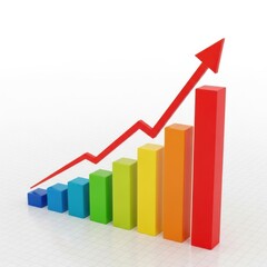Growing bar graph with upward trend