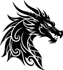 Fierce Tribal Dragon Flame Tattoo Silhouette Design