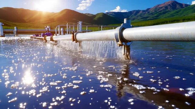 Clean Water: A modern water treatment facility showcases the process of purifying water, demonstrating the importance of clean water and environmental sustainability