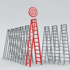 Single ladder reaching the target