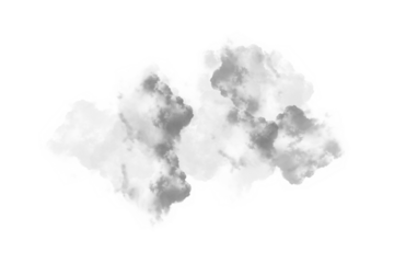 Black clouds of grey smoke or steam with realistic texture on transparent background.