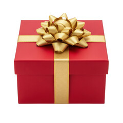 Elegant red gift box with golden bow