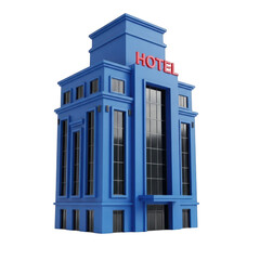 Naklejka premium Blue hotel building isolated on transparent background isolated on transparent background