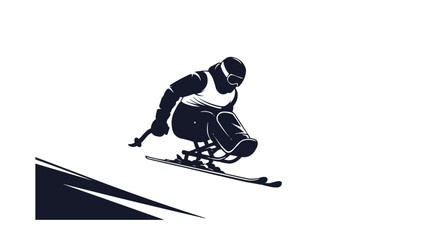 Obraz premium Sledge Athlete Silhouette | Winter Sports Motion Vector Winter Sports Athlete Illustration