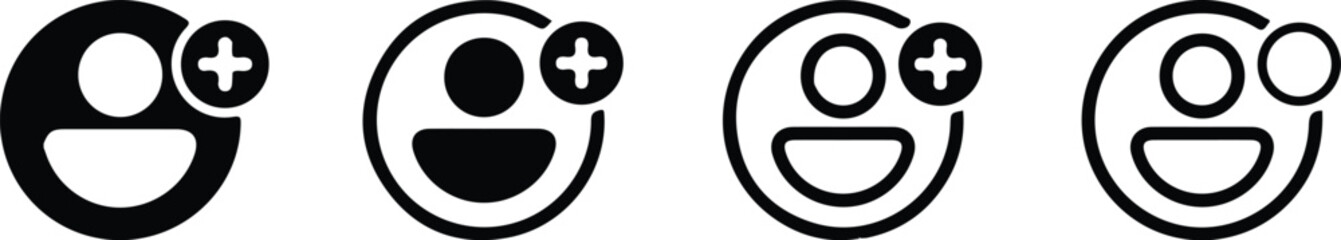 add new user icon set person profile friends four vector style button