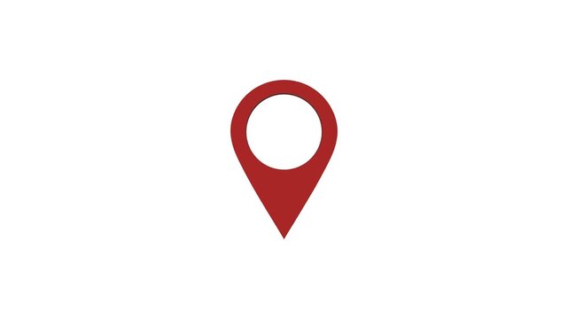 Animated red location pointer icon, ideal for map applications, travel content, or navigation projects.
