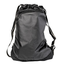 Black drawstring cinch sack gym backpack on transparent background