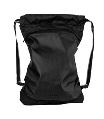 Black drawstring bag for sports and fitness equipment