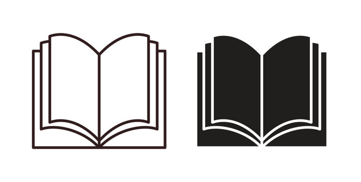 Book open icons. thin line and glyph vector icons pack on white background