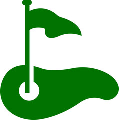 Golf Flag Flat Style Vector Icon Course Marker Symbol and Sports Outline Graphic Group Featuring Hole Flag, Pin Elements in Minimal Design