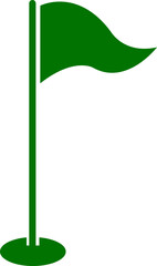 Golf Flag Flat Style Vector Icon Course Marker Symbol and Sports Outline Graphic Group Featuring Hole Flag, Pin Elements in Minimal Design