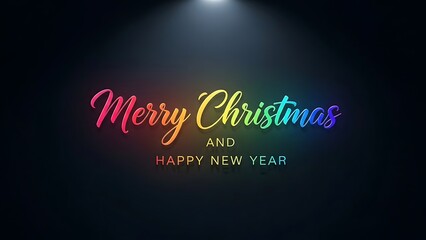 Rainbow Merry Christmas and Happy New Year Greeting.