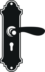 Classic door handle with ornate escutcheon