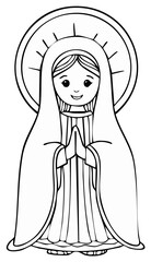 Praying Virgin Mary Illustration Artwork Halo Lines Prayer Catholic Religion Religious Spirituality Faith Icon Saint