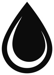 Abstract Black Water Drop Shape with Crescent Moon Highlight