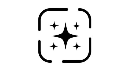 Magic Sparkle Focus Icon &ndash; Twinkle Star Shine and Camera Viewfinder Vector Graphic