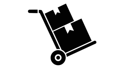 Hand Truck with Boxes Icon &ndash; Black Warehouse Dolly Silhouette for Logistics and Shipping