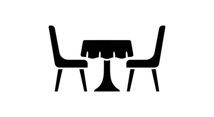 Dining Table and Chairs Icon &ndash; Black Restaurant Furniture Silhouette for Interior Design