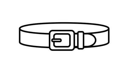 Leather Belt Vector Illustration &ndash; Classic Waist Strap with Metal Buckle Outline Icon