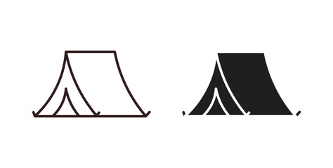 Camping icons. thin line and glyph vector icons pack on white background © iconic