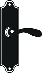 Black door handle with crescent moon design