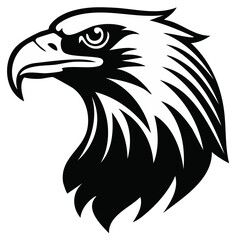 Obraz premium Bold black and white illustration of an eagle's head, profile view