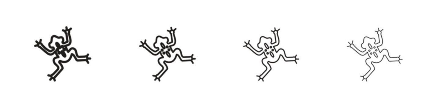 Frog icons, Set of linear icons. Black linear palm icons