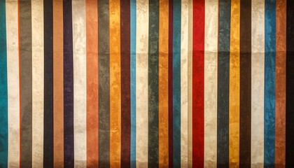 Vertical stripes of various colors on a distressed paper background