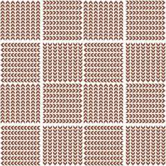 Knitted squares. Knitted sweater Christmas seamless pattern. Christmas seamless background for womenswear, menswear, home decor, fabrics, textiles, packaging and wallpaper. Vector illustration.