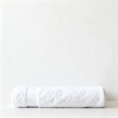 Clean White Rolled Towel with Copy Space